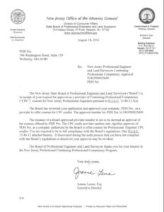 NJ Continuing Education Provider Approval Letter