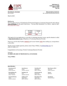 FBPE Approval letter for PDH Pro