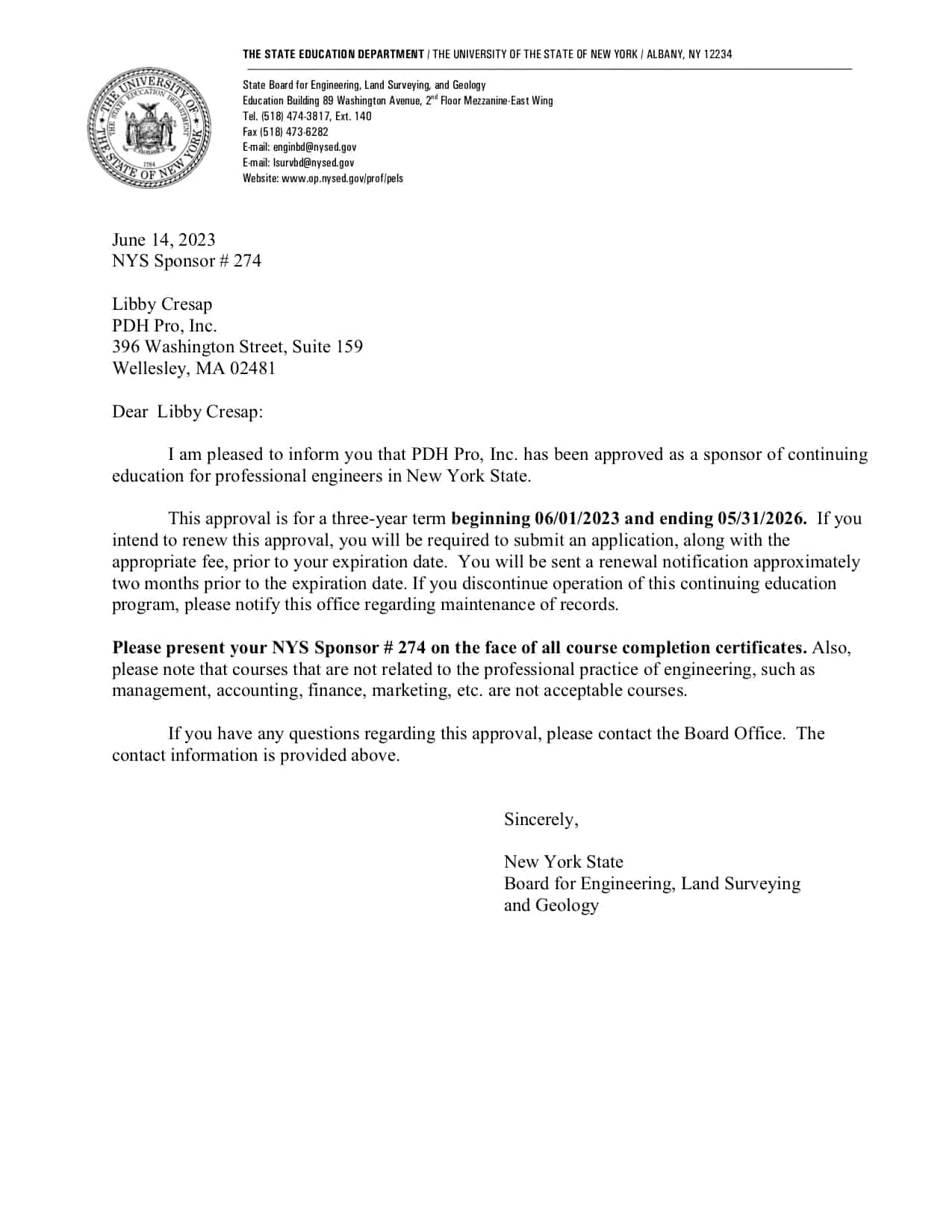 PDH Pro is a New York approved CE provider