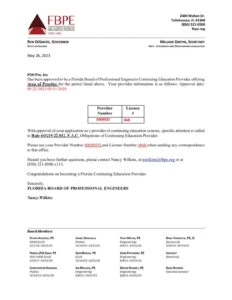 FBPE Approval letter for PDH Pro