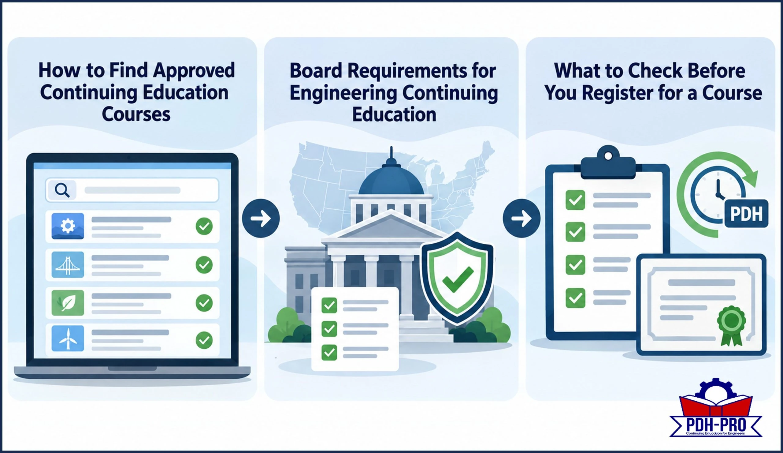Infographic Finding Approved PE Continuing Education Courses