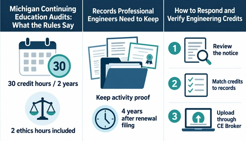 Infographic Michigan PE Continuing Education Audit Guide