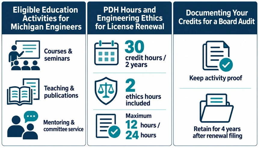 Infographic Michigan PE PDH renewal guide