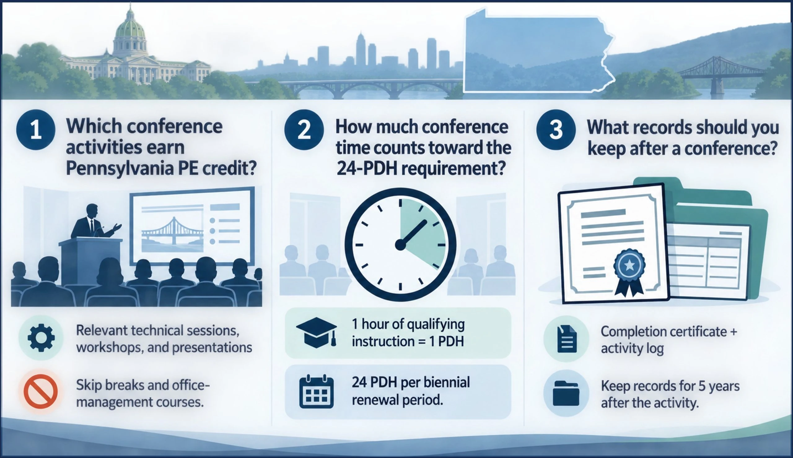 Infographic Pennsylvania PE Conference Credit Rules