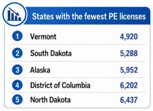 States with Fewest PE Licenses