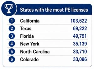 States with Most PE Licenses